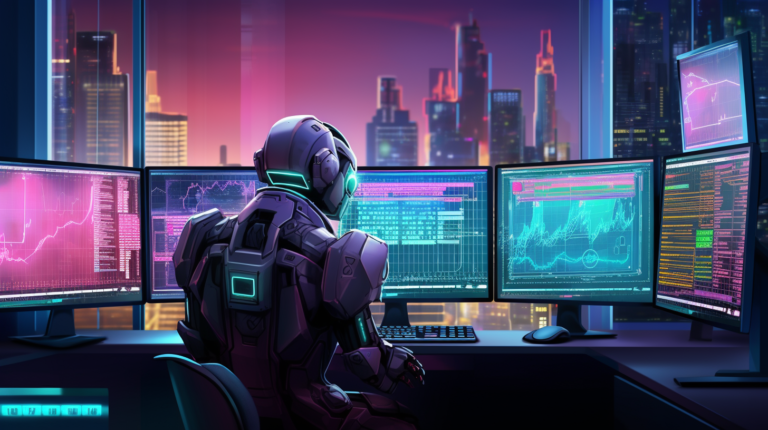 Image of a robot trading ai crypto
